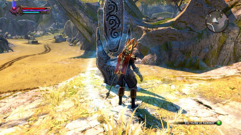 The stone has been hidden on a small hill, north of the main road - Summer | Plains of Erathell Lorestones - Lorestones - Kingdoms of Amalur: Reckoning Game Guide & Walkthrough
