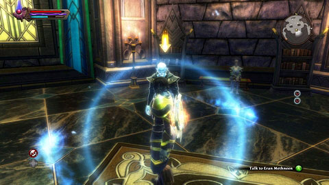 You need to tell Eran Methneen the sad news inside the main room of the academy - Tala-Rane - p.6 | Side missions - Side missions - Kingdoms of Amalur: Reckoning Game Guide & Walkthrough