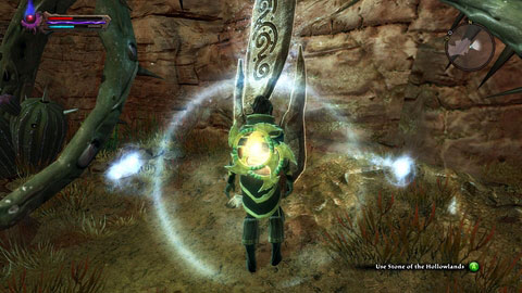 The first stone can be found at the end of a short canyon in the south-eastern part of the location - The Hollowlands | Detyre, Klurikon and Alabastra Lorestones - Lorestones - Kingdoms of Amalur: Reckoning Game Guide & Walkthrough