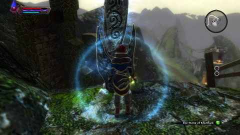 The stone stands near the entrance to Ghenning, next to high cliff - Klurikon | Detyre, Klurikon and Alabastra Lorestones - Lorestones - Kingdoms of Amalur: Reckoning Game Guide & Walkthrough