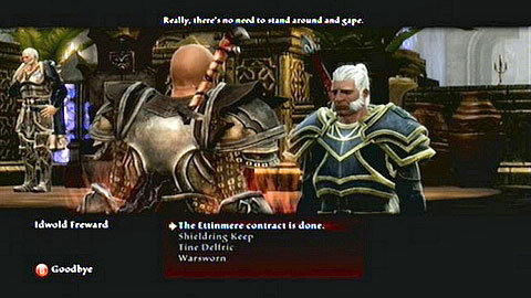 After theyre all dead, return to the Shieldering Keep M2(8) and report to Idwold Freward to collect your prize - Odarath II - p. 2 | Side missions - Side missions - Kingdoms of Amalur: Reckoning Game Guide & Walkthrough
