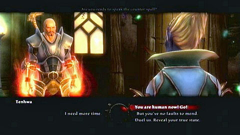 After hearing out all parts of the story, return to Tenhwa and choose the upper dialogue option to dispel the spell and free the woman - Odarath II - p. 4 | Side missions - Side missions - Kingdoms of Amalur: Reckoning Game Guide & Walkthrough