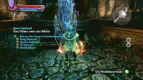 The first stone is found right beside the entrance - Castle Windemere | Dalentarth Lorestones - Lorestones - Kingdoms of Amalur: Reckoning Game Guide & Walkthrough