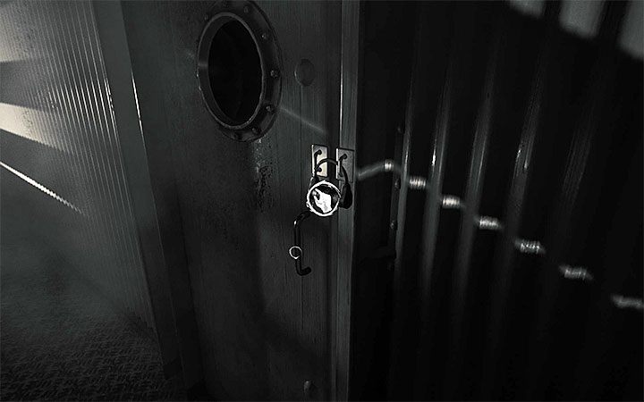 Kurz nachdem Sie das zweite Rätsel mit dem Projektor gelöst haben – Das Türschloss-Rätsel | – werden Sie auf die verschlossene Tür mit Schloss stoßen  Layers of Fear 2-Rätsellösungen – Akt 2 – Die Jagd – Layers of Fear 2-Leitfaden