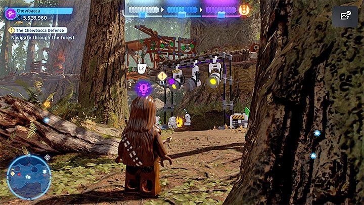 In the next location, while playing as Chewbacca, you can hit the weak point and eliminate the stormtroopers in the camp more easily - LEGO Skywalker Saga: The Chewbacca Defence - walkthrough - Episode 6 - Return of the Jedi - LEGO Skywalker Saga Guide