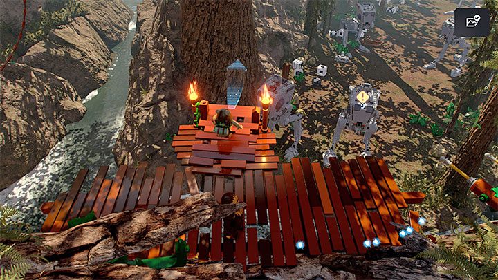 In the next location, use the net launcher again and then grab onto the protruding ledge - LEGO Skywalker Saga: The Chewbacca Defence - walkthrough - Episode 6 - Return of the Jedi - LEGO Skywalker Saga Guide