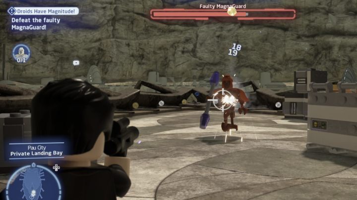 Go to the search area and defeat the faulty droid - LEGO Skywalker Saga: Droids Have Magnitude - walkthrough - Tatooine - the desert of Jundland - LEGO Skywalker Saga Guide