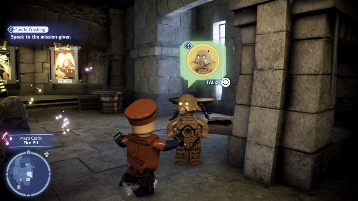 Talk to the quest giver and accept the task - LEGO Skywalker Saga: Castle Crashing - walkthrough - Takodana - Maz Castle - LEGO Skywalker Saga Guide