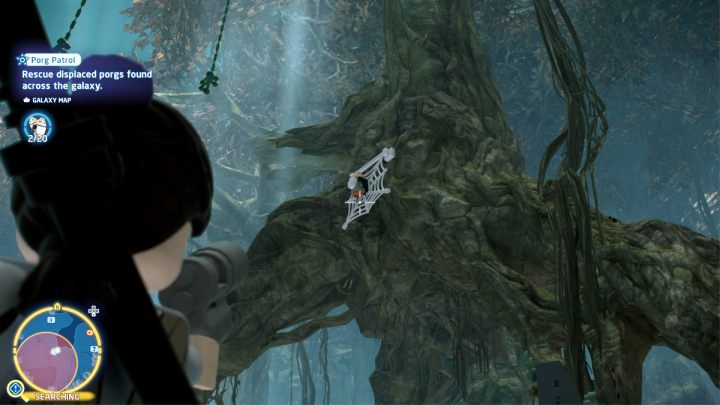 The porg is trapped in a spider web on a tree - LEGO Skywalker Saga: Porg Patrol - walkthrough - Challenges - LEGO Skywalker Saga Guide