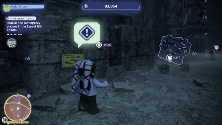 The plaque is in the corridor leading to the lowering platform - LEGO Skywalker Saga: Contingency Curioso - walkthrough - Challenges - LEGO Skywalker Saga Guide