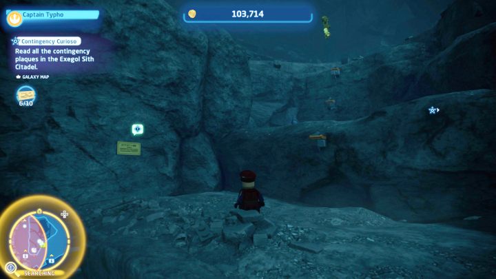 The plaque is hanging on a rock in the throne room - LEGO Skywalker Saga: Contingency Curioso - walkthrough - Challenges - LEGO Skywalker Saga Guide