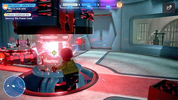 Regardless of the chosen method, you'll have to fight the guards from the central room - LEGO Skywalker Saga: Master Codebreak-Out - walkthrough - Episode 8 - The Last Jedi - LEGO Skywalker Saga Guide