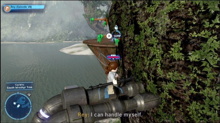 The last Kyber brick is on the wooden platform - LEGO Skywalker Saga: Kachirho - list of puzzles - Kashyyyk - LEGO Skywalker Saga Guide