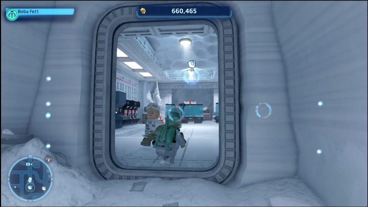 This brick is under the ceiling in the southern part of the area - LEGO Skywalker Saga: Echo Base - list of all puzzles - Hoth - LEGO Skywalker Saga Guide