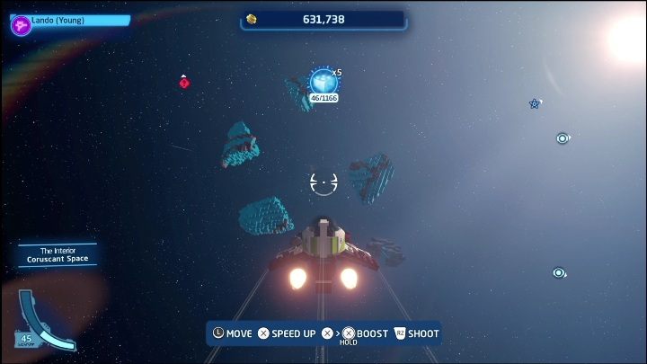 Your task is to fully destroy the comet, only then will you receive all the Kyber Bricks hiding in it - LEGO Skywalker Saga: Kyber Bricks in outer space - how to get them, list of all - Other Finds - LEGO Skywalker Saga Guide