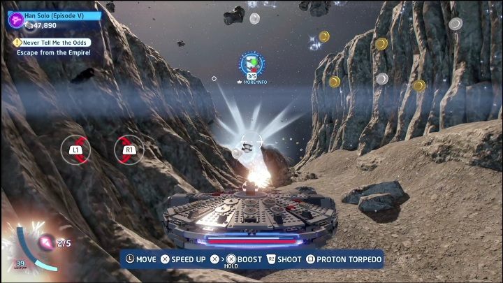 The last collectible is hanging in the tunnel in the last section of this level - LEGO Skywalker Saga: The Empire Strikes Back - list of collectibles and rewards - Minikits - LEGO Skywalker Saga Guide