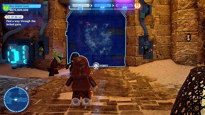 You will reach a locked gate - Rey can open it - LEGO Skywalker Saga: C-3P-Oh No! - walkthrough - Episode 9 - The Rise of Skywalker - LEGO Skywalker Saga Guide