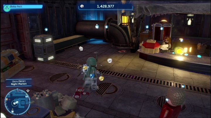 This Kyber brick is hidden behind a pipe in the sourthern part of the district - LEGO Skywalker Saga: Uscru District - list of all puzzles - Coruscant - LEGO Skywalker Saga Guide