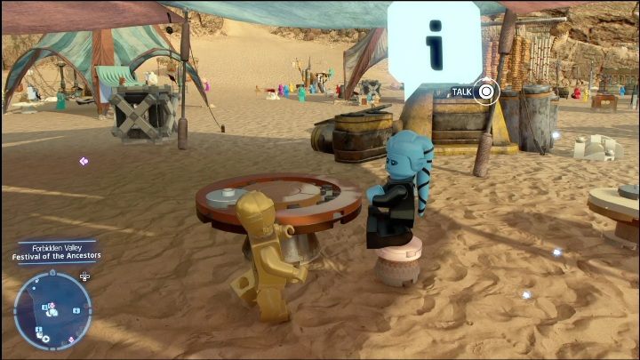 You will get this collectible for delivering 3 products to the customers - LEGO Skywalker Saga: Forbidden Valley - list of all puzzles - Pasaana - LEGO Skywalker Saga Guide
