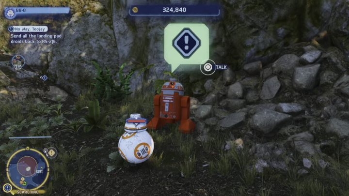 The fourth droid will ask you to listen to a story about the Jedi - LEGO Skywalker Saga: No Way Toojay - walkthrough - Ajan Kloss - resistance camp - LEGO Skywalker Saga Guide