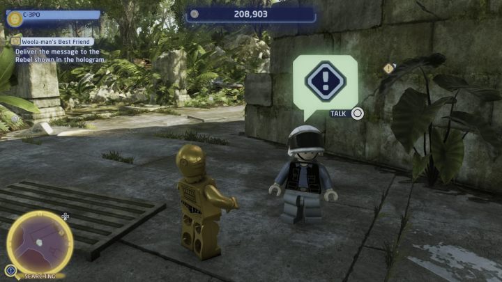 Leave the temple grounds and talk to the rebel standing by the wall in the south-western part of the region - LEGO Skywalker Saga: Woola-mans Best Friend - walkthrough - Yavin 4 - The Great Temple - LEGO Skywalker Saga Guide