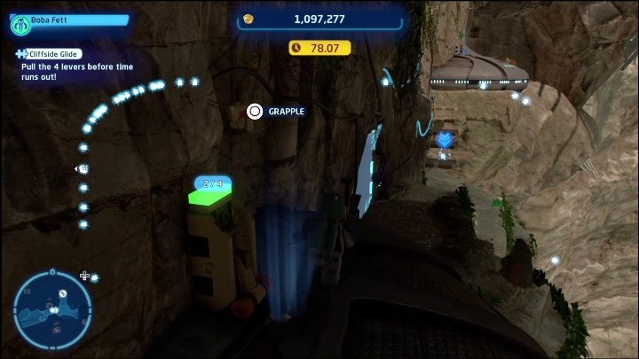 You can get this brick by pulling four levers while walking along the edge of the rock - LEGO Skywalker Saga: Pau City - list of all puzzles - Utapau - LEGO Skywalker Saga Guide