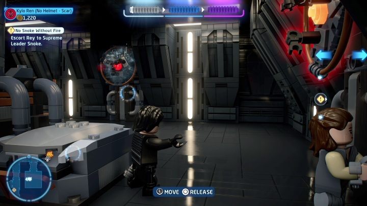 At the start of the mission you'll reach a room with three elements resembling steering wheels - LEGO Skywalker Saga: The Last Jedi - list of collectibles and rewards - Minikits - LEGO Skywalker Saga Guide