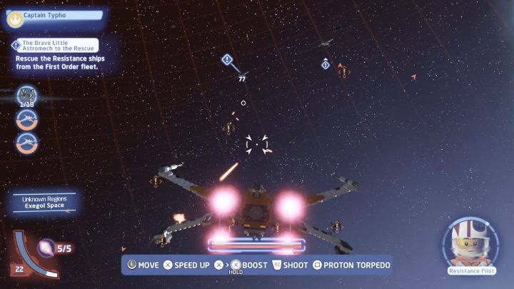 Talk to the quest giver in the outer space of the planet Exegol and accept the task - LEGO Skywalker Saga: The Brave Little Astromech to the Rescue - walkthrough - Exegol - local space - LEGO Skywalker Saga Guide