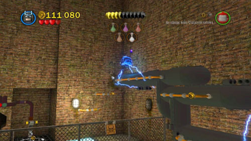 In the next area eliminate enemies and jump to the top right corner (you have to use Batman) (picture) - Chemical Crisis | Walkthrough - Walkthrough - LEGO Batman 2: DC Super Heroes Game Guide & Walkthrough