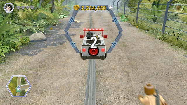 You will receive the third golden brick after completing the race - Jurassic Park Gate | Jurassic Park - secrets in free roam - Jurassic Park - secrets in free roam - LEGO Jurassic World Game Guide & Walkthrough