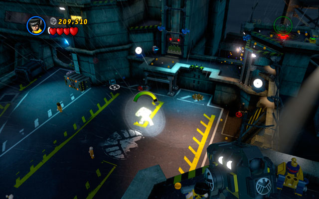 Climb on the wall as Wolverine, jumping between two white-and-blue walls to get to the top of the tower - Rock Up at the Lock Up | Walkthrough - Walkthrough - LEGO Marvel Super Heroes Game Guide & Walkthrough