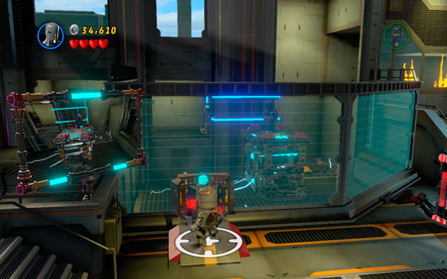 In new area defeat all enemies, then turn right and use a computer located in the corridor - Rebooted, Resuited - Walkthrough - LEGO Marvel Super Heroes - Game Guide and Walkthrough