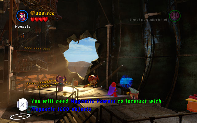 In the interior of the Statue of Liberty choose Magneto and approach to the metal container on the left - Taking Liberties - Minikit Sets - LEGO Marvel Super Heroes - Game Guide and Walkthrough