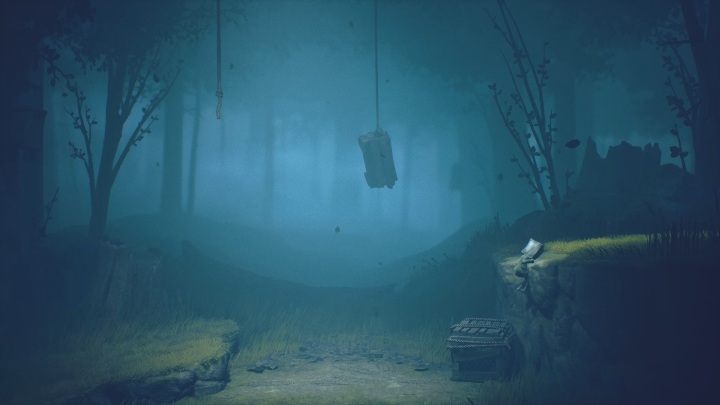 Push the crate against the wall, jump on it, and climb up - Little Nightmares 2: Road through the forest - walkthrough - Chapter 1 - Forest - Little Nightmares 2 Guide