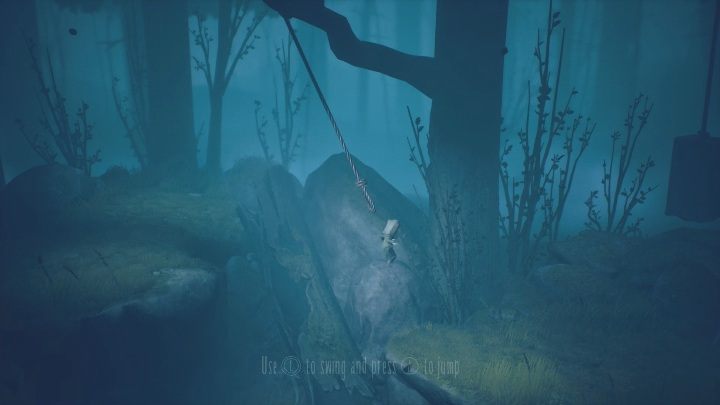 This task is simple – you just have to catch the loop and jump to the other side - Little Nightmares 2: Road through the forest - walkthrough - Chapter 1 - Forest - Little Nightmares 2 Guide