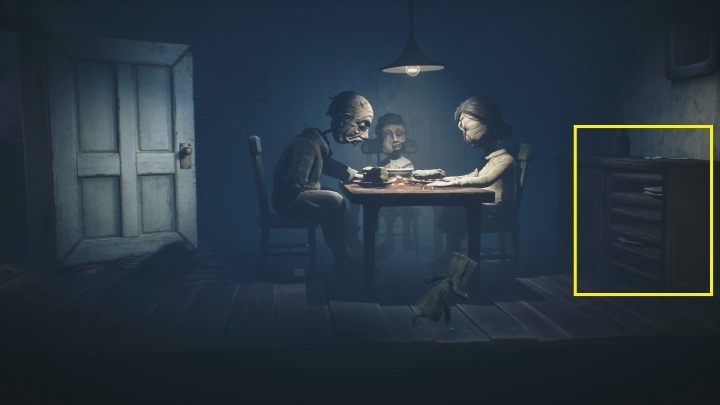 Your task is to jump on the cabinet (where the shelves are) - Little Nightmares 2: A Cottage in the Forest - walkthrough - Chapter 1 - Forest - Little Nightmares 2 Guide