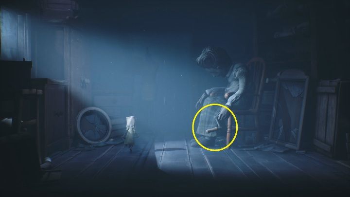You will come across a woman holding a crank that you will need - Little Nightmares 2: A Cottage in the Forest - walkthrough - Chapter 1 - Forest - Little Nightmares 2 Guide