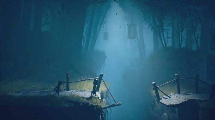 There will be another destroyed bridge in front of you, but this time do not jump into the abyss - Little Nightmares 2: Escaping the Hunter - walkthrough - Chapter 1 - Forest - Little Nightmares 2 Guide
