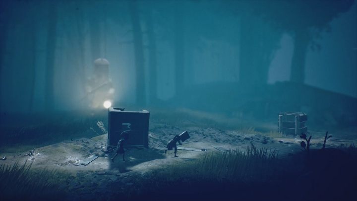 Again, you must hide behind crates - Little Nightmares 2: Escaping the Hunter - walkthrough - Chapter 1 - Forest - Little Nightmares 2 Guide