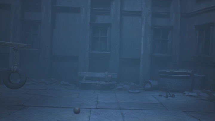 Six will be interested only in the bench, standing to the left of the trash can - Little Nightmares 2: The Road to the Orphanage - walkthrough - Chapter 2 - Orphanage - Little Nightmares 2 Guide