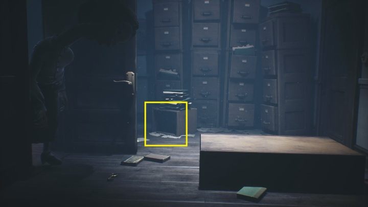 If you want to hide from it, you have to run into a cardboard box lying by the file shelves - Little Nightmares 2: School - guide, walkthrough description - Chapter 2 - Orphanage - Little Nightmares 2 Guide
