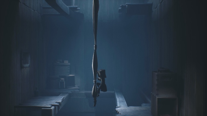 When the teacher disappears from your sight, jump on the wrapped bedding and quickly climb up to the floor above - Little Nightmares 2: School - guide, walkthrough description - Chapter 2 - Orphanage - Little Nightmares 2 Guide