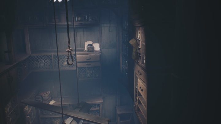 From the board, jump to the cabinet - Little Nightmares 2: the Kitchen - guide, walkthrough description - Chapter 2 - Orphanage - Little Nightmares 2 Guide