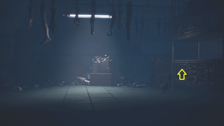 Jump over the shelves and try not to stop – you don't want anyone to attack you - Little Nightmares 2: Fuses - walkthrough - Chapter 3 - Hospital - Little Nightmares 2 Guide
