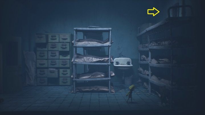 To get to this ventilation shaft, you'll need to climb up the cabinet (avoiding the open drawers), and then jump onto the beds - Little Nightmares 2: Escape - walkthrough - Chapter 3 - Hospital - Little Nightmares 2 Guide