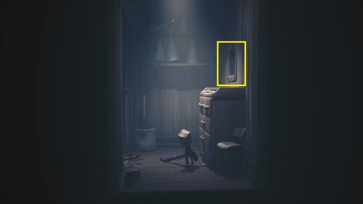 Put the gun down, climb up the cabinet (clutching the handles), then go through the ventilation shaft - Little Nightmares 2: School - Chapter 2 Orphanage walkthrough - Chapter 2 - Orphanage - Little Nightmares 2 Guide