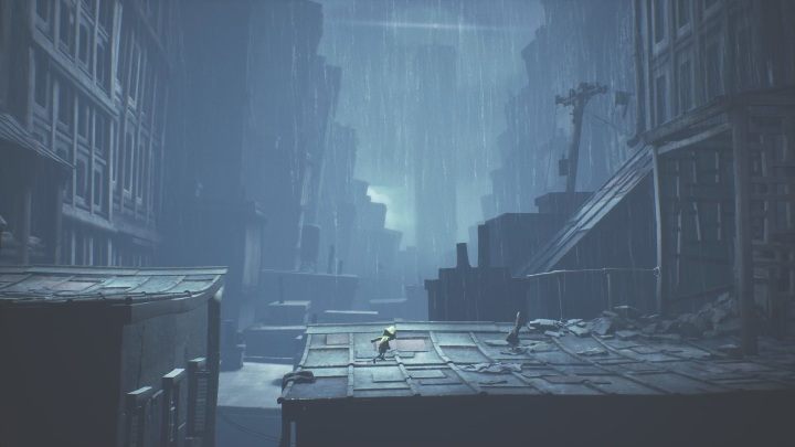 Once again you will go out into a downpour - Little Nightmares 2: Crossing the city - a guide, walkthrough - Chapter 4 - Getting to the Tower - Little Nightmares 2 Guide