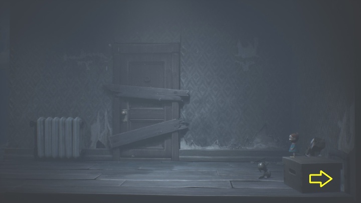 To continue on, you will have to push aside the crate blocking the entrance to the shaft - Little Nightmares 2: Building - a guide, walkthrough - Chapter 4 - Getting to the Tower - Little Nightmares 2 Guide