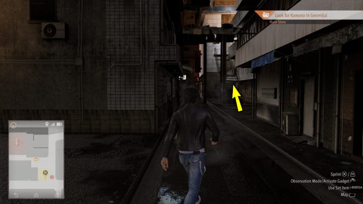 Head up the stairs and enter the Geomijul hideout - Lost Judgment: Chapter 10 Catch a Tiger - walkthrough - Main Storyline - Lost Judgment Guide