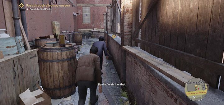 Follow Paulie into the side alley - Mafia Definitive Edition: Molotov Party - walkthrough - Walkthrough - Mafia Definitive Edition Guide, Walkthrough